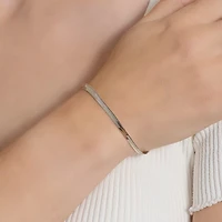 Silver Reflections Womens Pure Silver Over Brass 6 1/2 Inch Solid Herringbone Chain Bracelet