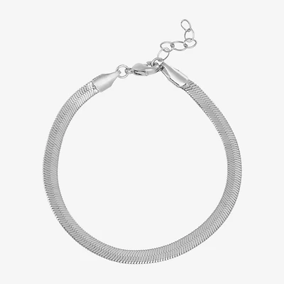 Silver Reflections Womens Pure Silver Over Brass 6 1/2 Inch Solid Herringbone Chain Bracelet