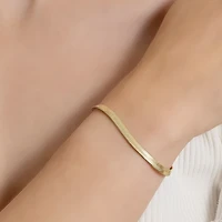 Silver Reflections Womens 14K Gold Over Brass 6 1/2 Inch Solid Herringbone Chain Bracelet