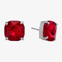 Sparkle Allure Green Crystal 11.9mm Square Stud Earrings