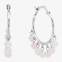 Sparkle Allure Genuine Stone Beaded Womens Pink 32.5mm Hoop Earrings