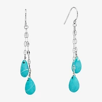 Sparkle Allure Genuine Stone Beaded Womens Pink Pure Silver Over Brass Drop Earrings