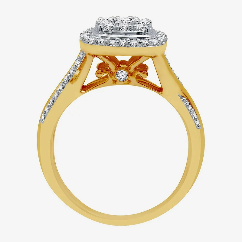 I Said Yes (H-I / I1) Womens 3/4 CT. T.W. Lab Grown White Diamond Sterling Silver Cushion Side Stone Halo Bridal Set