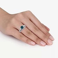 Lab Created Emerald & 1/7 CT. T.W. Diamond 10K White Gold Bridal Set