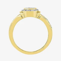 Promise My Love Womens 1/5 CT. Natural White Diamond Sterling Silver Round Side Stone Halo Ring