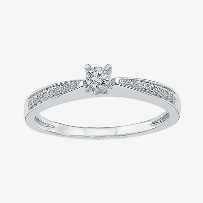 Promise My Love Womens 1/5 CT. Natural White Diamond 10K Gold Round Side Stone Ring