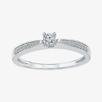 Promise My Love Womens 1/5 CT. Natural White Diamond 10K Gold Round Side Stone Ring