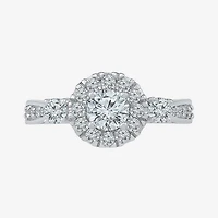 Promise My Love Womens 1 CT. T.W. Natural White Diamond 10K Gold Round Side Stone 3-Stone Engagement Ring