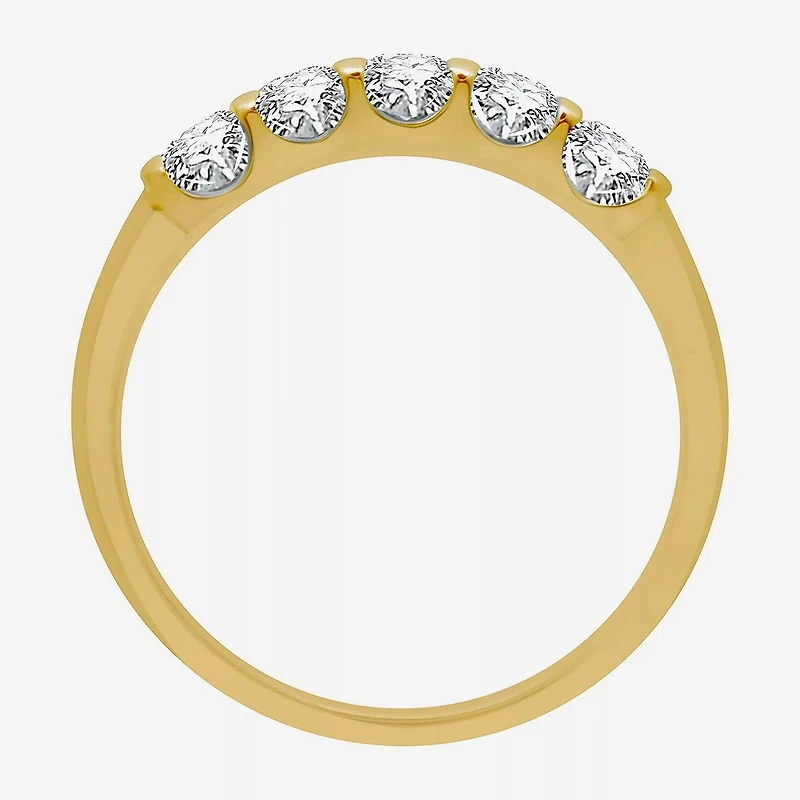 (H-I / I1) Womens 1/2 CT. T.W. Lab Grown White Diamond 10K Gold 5-Stone Anniversary Band