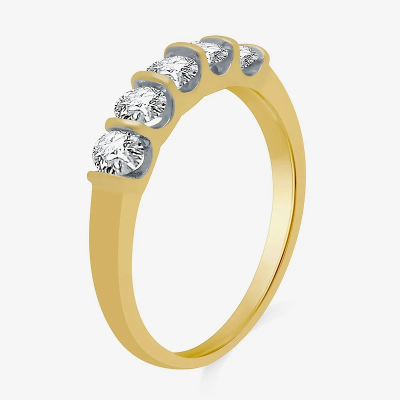 (H-I / I1) Womens 1/2 CT. T.W. Lab Grown White Diamond 10K Gold 5-Stone Anniversary Band