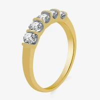 (H-I / I1) Womens 1/2 CT. T.W. Lab Grown White Diamond 10K Gold 5-Stone Anniversary Band