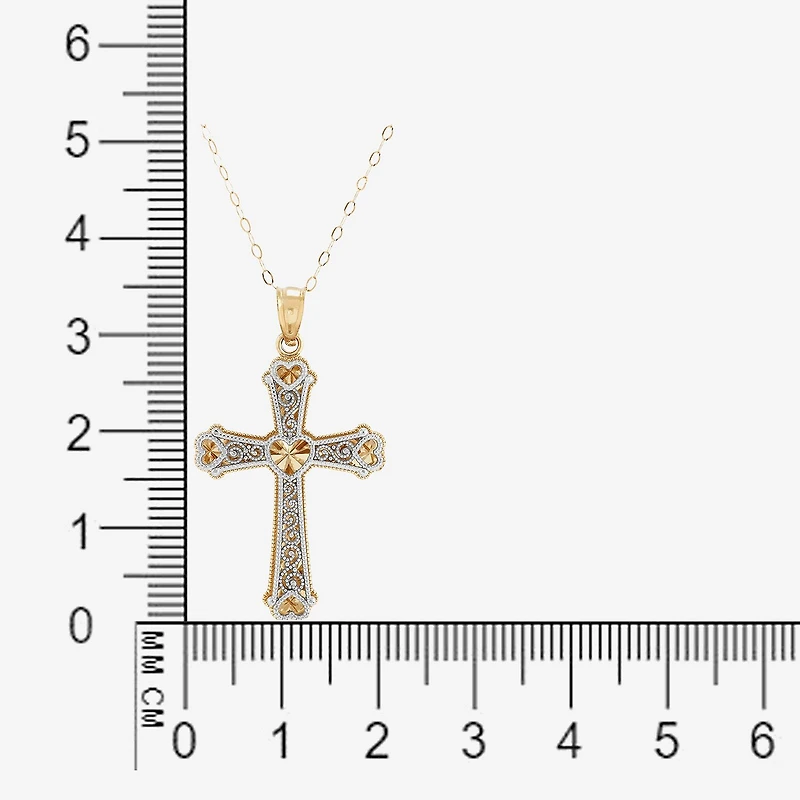 Women's 14K Two-Tone Gold Heart Cross Pendant