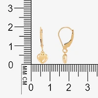 Girls 10K Gold Heart Drop Earrings