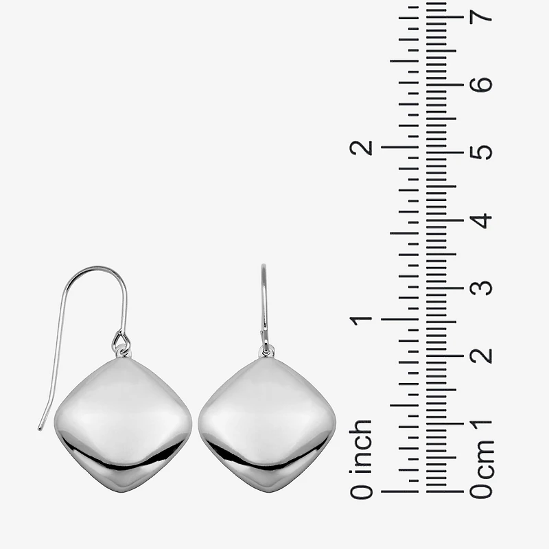 Womens Sterling Silver Diamond Drop Earrings