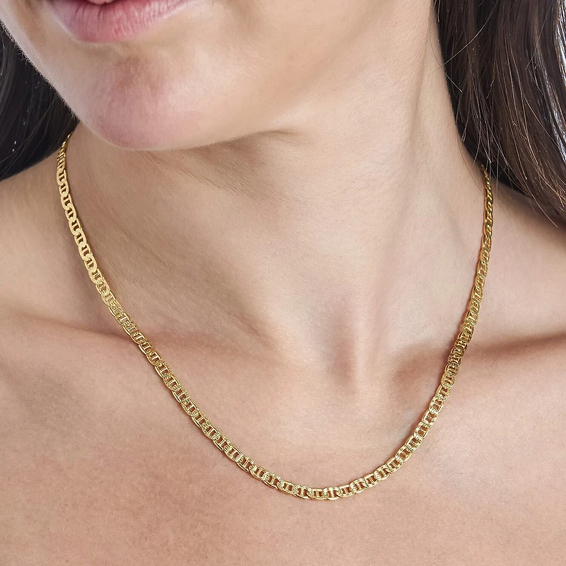 Made in Italy Unisex Adult 24K Gold Over Silver 18 Inch Link Chain Necklace