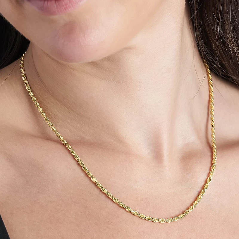 Made in Italy Womens 24K Gold Over Silver Inch Rope Chain Necklace