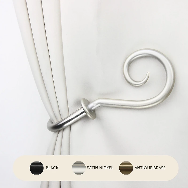 Rod Desyne Decorative Holdbacks with Curl Finial