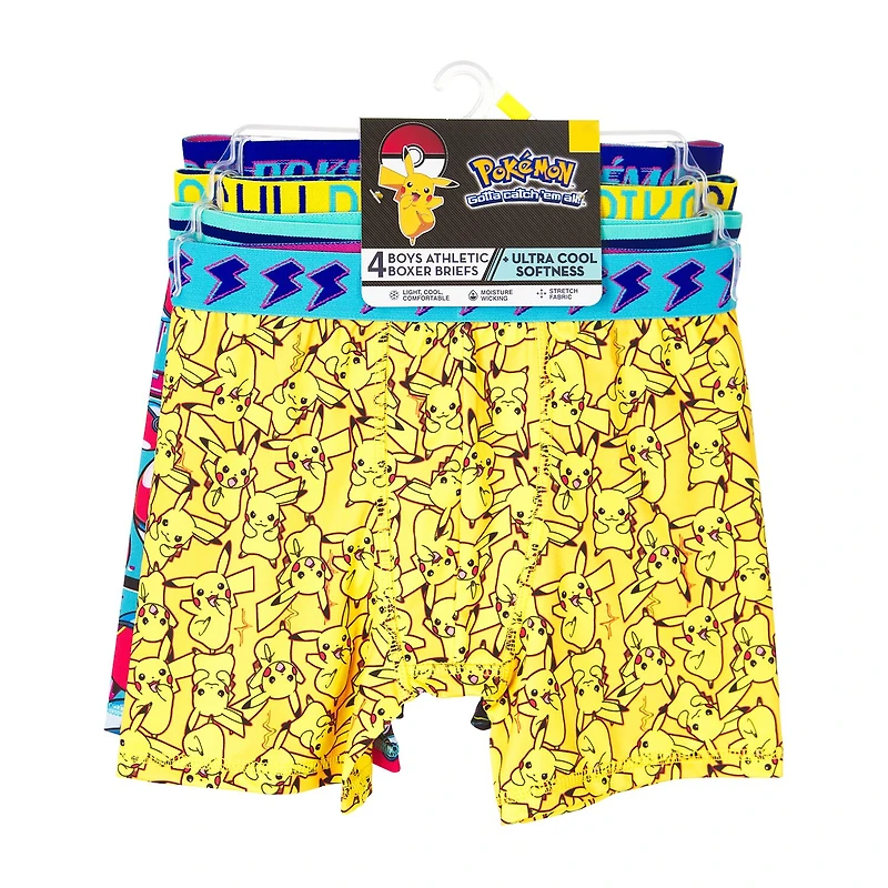 Pokemon Big Kid Boys 4 Pair Boxer Briefs