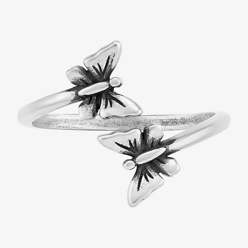Silver Treasures Womens Sterling Butterfly Bypass Stackable Ring
