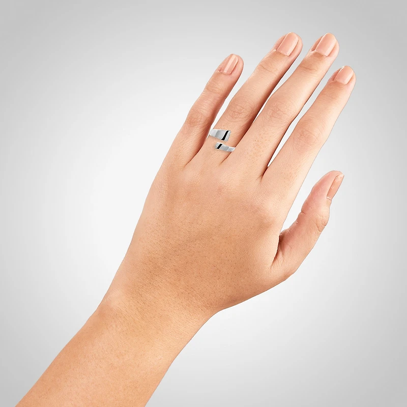 Silver Treasures Womens 2MM Sterling Bypass Band