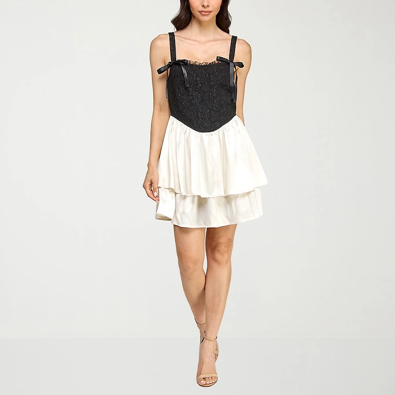 Trixxi Womens Juniors Sweetheart Neck Sleeveless Fit + Flare Dress
