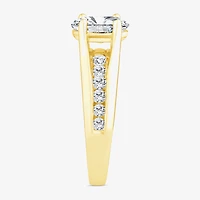 (F,Vs2) Womens 2 CT. T.W. Lab Grown White Diamond 10K Gold Oval Side Stone Engagement Ring
