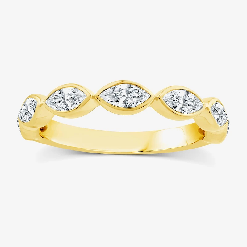 (F / Vs2) Womens 1 CT. T.W. Lab Grown White Diamond 10K Gold Marquise Band