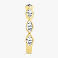 (F / Vs2) Womens 1 CT. T.W. Lab Grown White Diamond 10K Gold Marquise Band