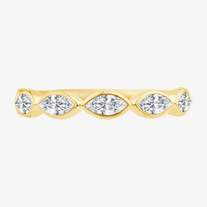 (F / Vs2) Womens 1 CT. T.W. Lab Grown White Diamond 10K Gold Marquise Band