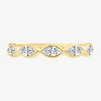(F / Vs2) Womens 1 CT. T.W. Lab Grown White Diamond 10K Gold Marquise Band
