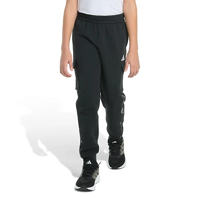 adidas Big Kid Boys Drawstring Waist Cuffed Mid Rise Regular Fit Fleece Jogger Pant