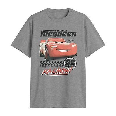 Lightning Mcqueen Mens Crew Neck Short Sleeve Regular Fit Cars Graphic T-Shirt