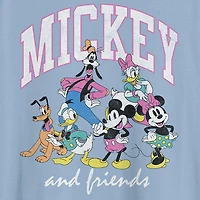Mens Crew Neck Short Sleeve Regular Fit Mickey and Friends Mouse Graphic T-Shirt