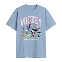 Mens Crew Neck Short Sleeve Regular Fit Mickey and Friends Mouse Graphic T-Shirt