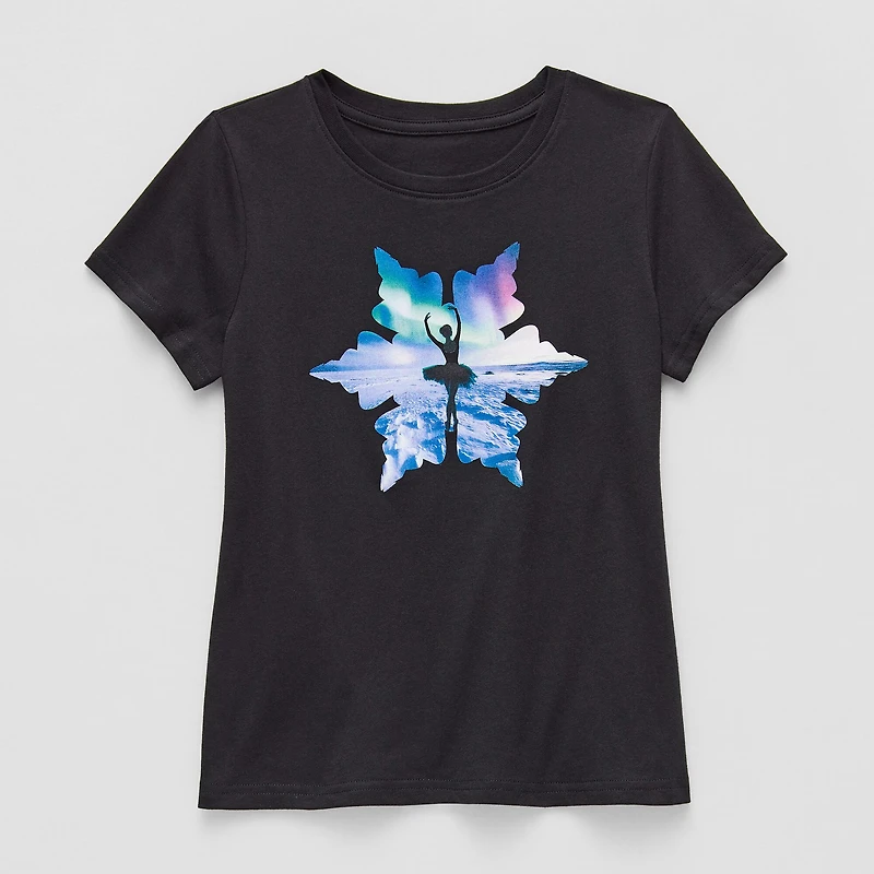 Xersion Little & Big Kid Girls Crew Neck Short Sleeve Regular Fit Graphic T-Shirt