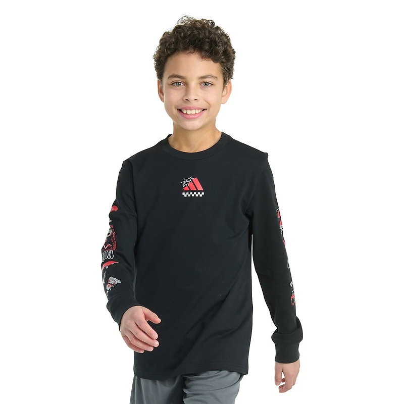 adidas Big Kid Boys Crew Neck Long Sleeve Regular Fit Graphic T-Shirt