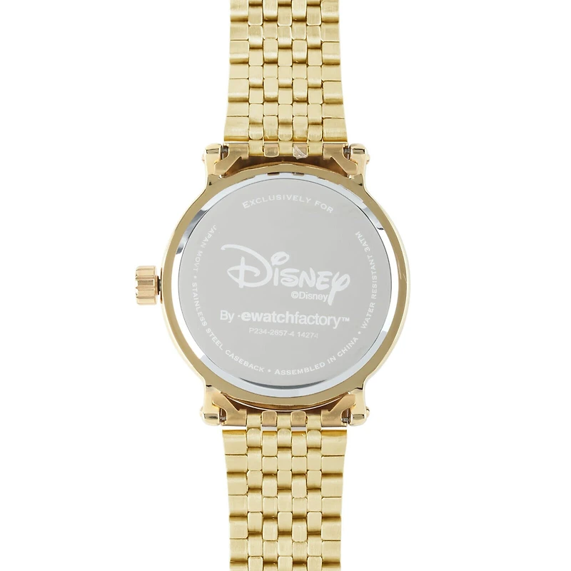Disney Minnie Mouse Womens Gold-Tone Stainless Steel Watch