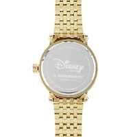 Disney Minnie Mouse Womens Gold-Tone Stainless Steel Watch