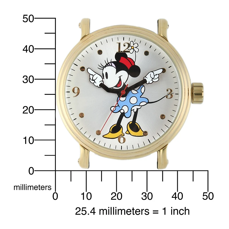 Disney Minnie Mouse Womens Gold-Tone Stainless Steel Watch
