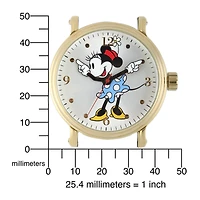 Disney Minnie Mouse Womens Gold-Tone Stainless Steel Watch