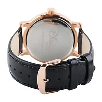 Disney Mickey Mouse and Minnie Mouse Black Leather Strap Womens Watch