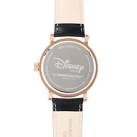 Disney Mickey Mouse and Minnie Mouse Black Leather Strap Womens Watch
