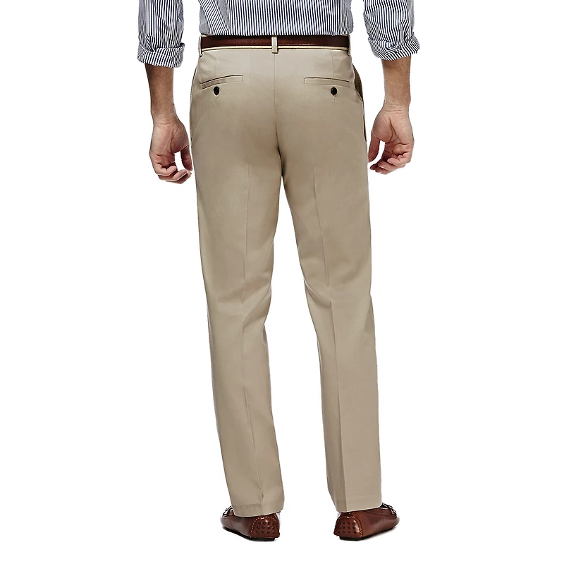 Haggar Premium No Iron Khaki Mens Comfort Waistband Straight Fit Flat Front Pant