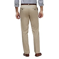 Haggar Premium No Iron Khaki Mens Comfort Waistband Straight Fit Flat Front Pant