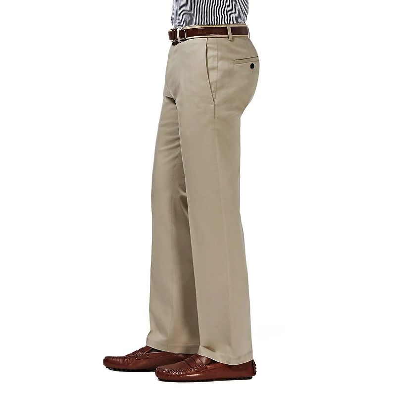 Haggar Premium No Iron Khaki Mens Comfort Waistband Straight Fit Flat Front Pant