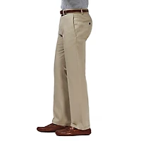 Haggar Premium No Iron Khaki Mens Comfort Waistband Straight Fit Flat Front Pant