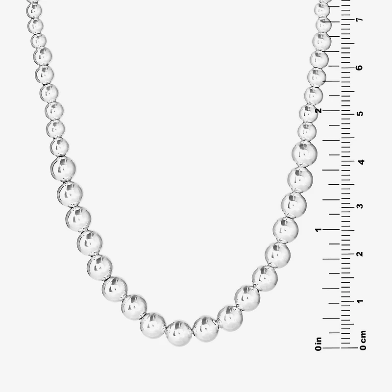 Womens Sterling Silver 18 Inch Beaded Necklace