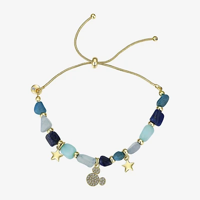 Disney Classics Womens Blue Quartz 14K Gold Over Brass Star Mickey Mouse Bolo Bracelet