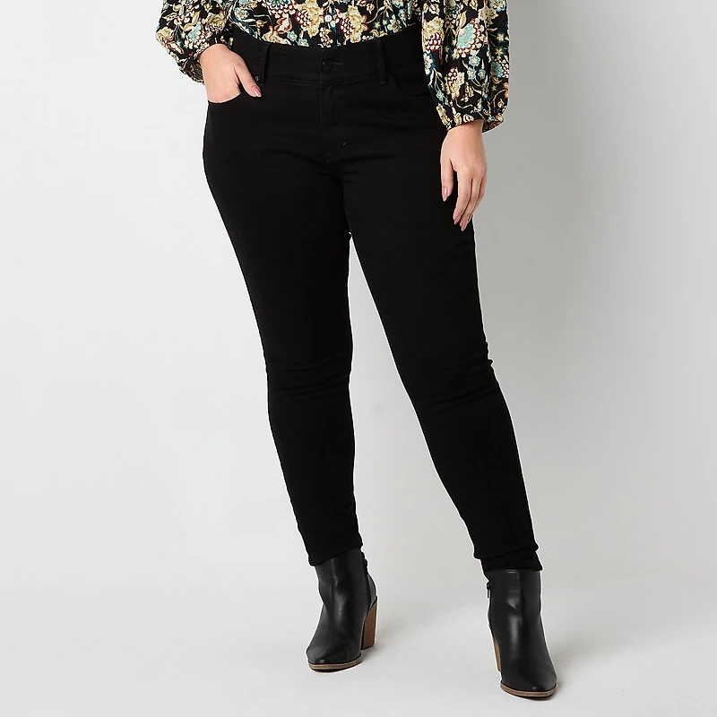 a.n.a Womens Plus Mid Rise Skinny Fit Jean