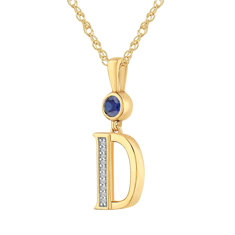 D Womens Lab Created Blue Sapphire 14K Gold Over Silver 18 Inch Pendant Necklace